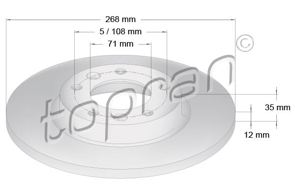 Brake Disc TOPRAN 723 881