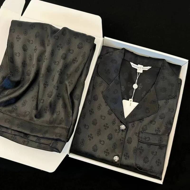 2025 new luxury high-end sleepwear designer women&#039;s two-piece set summer autumn long sleeved pants home sleepwear ice silk trendy sleepwear