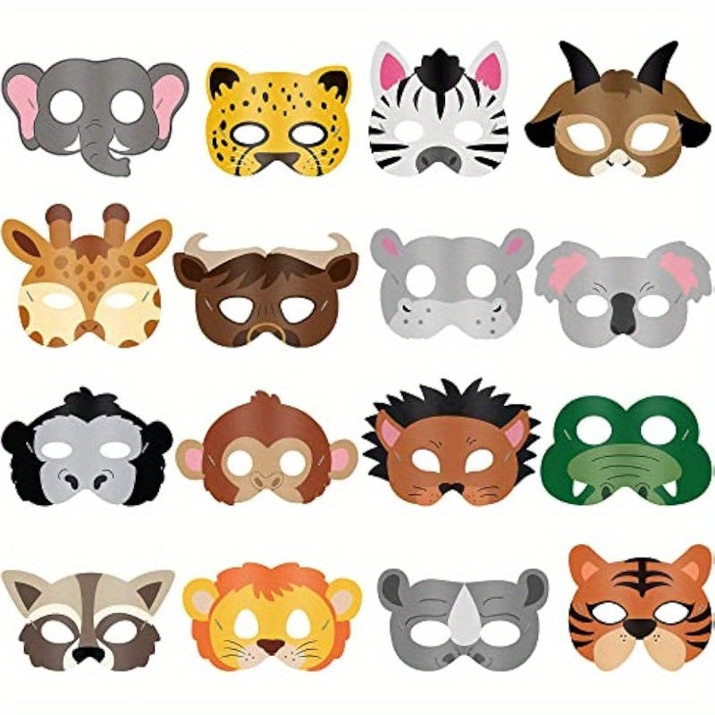TEMU 16pcs Animal Face Mask Jungle Theme Party Favors Animal Head Mask For Party Jungle Party Decorations