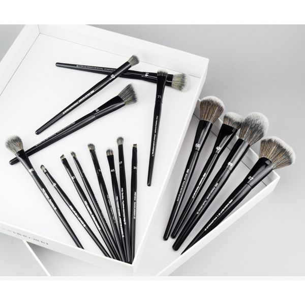 Makeup Brushes PRO BLACK Makeup Brushes Set 16pcs Soft Synthetic Hair Face Foundation Powder Blush Eyeshadow Brow Liner Beauty Cosmetics Too