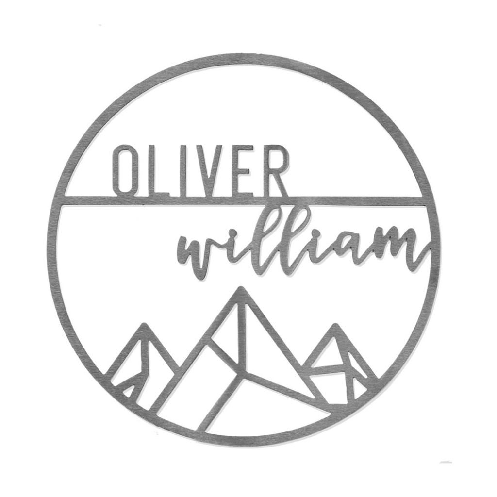 Personalized Mountain or Rose Detail Bedroom Wall Decor - 18" Mountain White