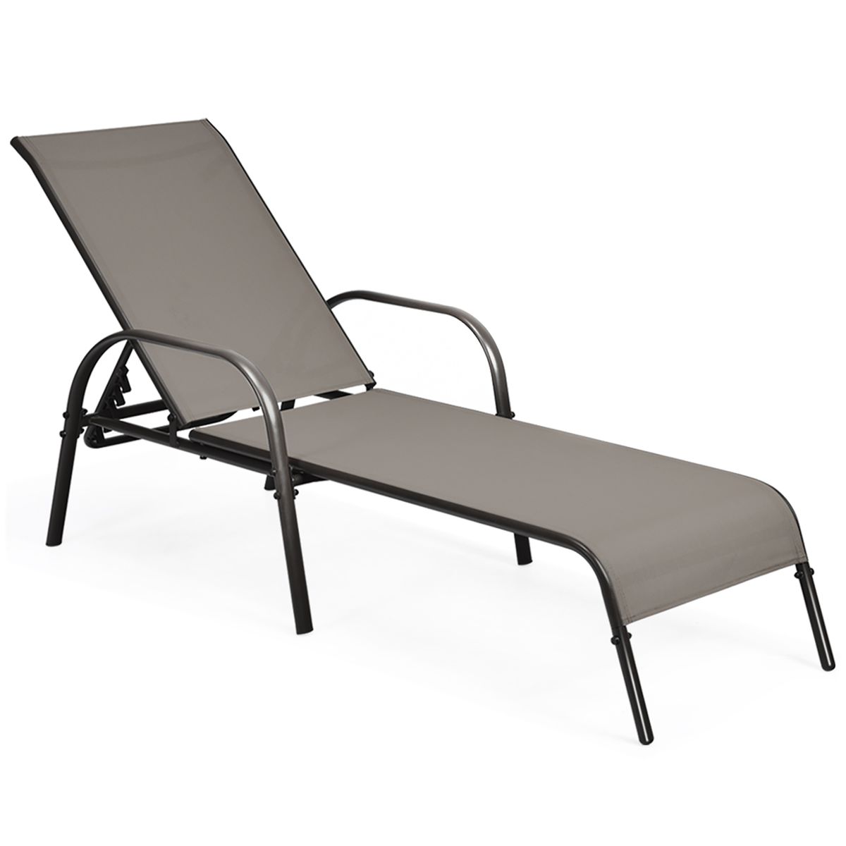 Adjustable Folding Patio Lounge Chairs (1 or 2-Pack) - Brown - Single