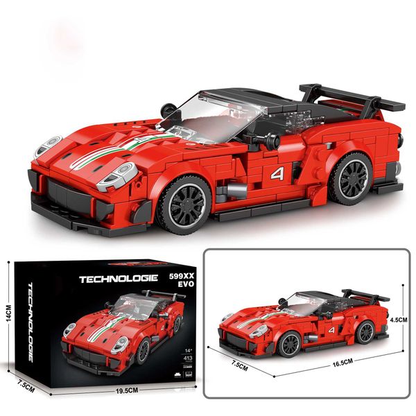 Farrari 599xx Sports Sports Toy Toy Building Conjunto de carros esportivos Buidling SetChallenging Kit de construção de carros de corrida Bu