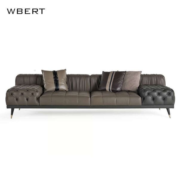 WBERT Italian-style Leather Art Light Minimalist Design With Detail For Large Living Room Hotel Or Hall Sofa furniture