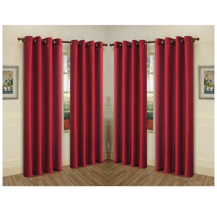 Semi-Sheer Faux Silk 84" Curtain Panels (4-Pack) - Burgundy