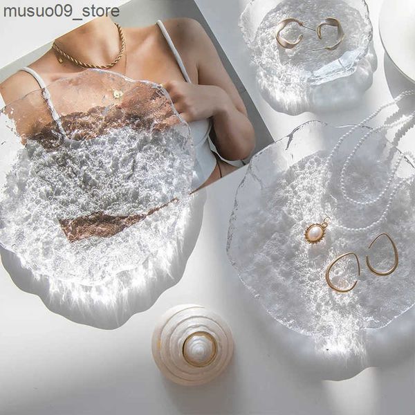 Decorative Plates Glass Decorative Trays Transparent Glass Storage Tray Jewelry Rings Storage Plate Coffee Saucer Tea Tray Snack Plates Home