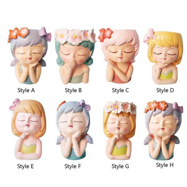 Planters Pots Face Planters Pots Tabletop Decorative Decor Flower Vase Statue Fairy Flowerpot for Cafe Kitchen Drawing Room Bedroom Office 2