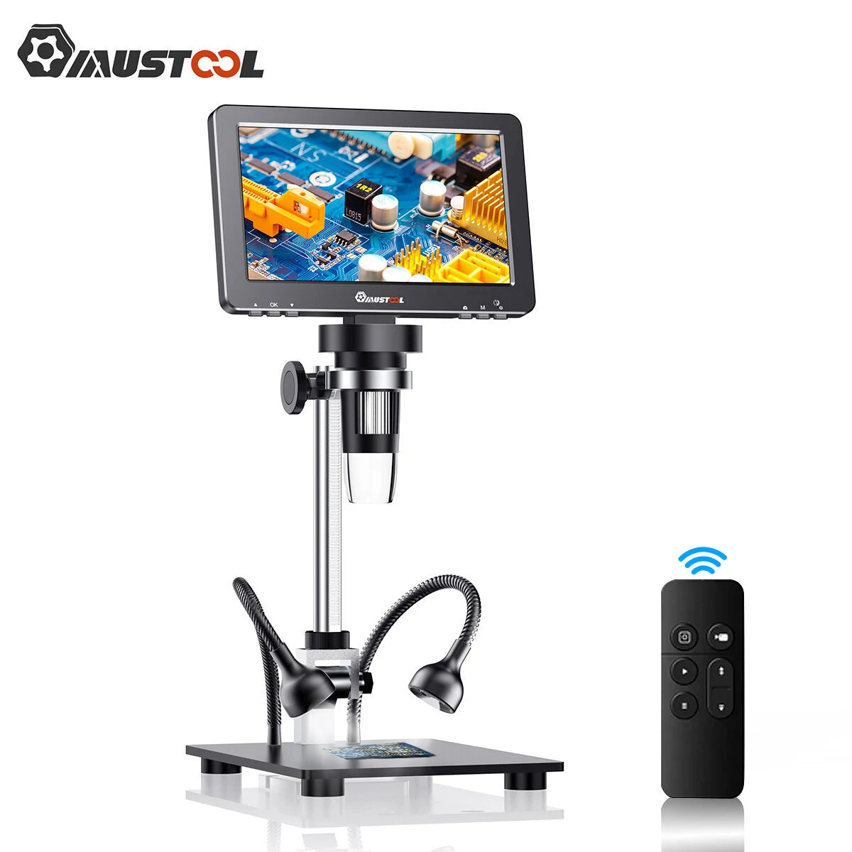 MUSTOOL DM9 Pro HDMI-compatible Digital Microscope w-eflect cover 7'' IPS Screen Microscopes 1200X Entire Coin View 16MP