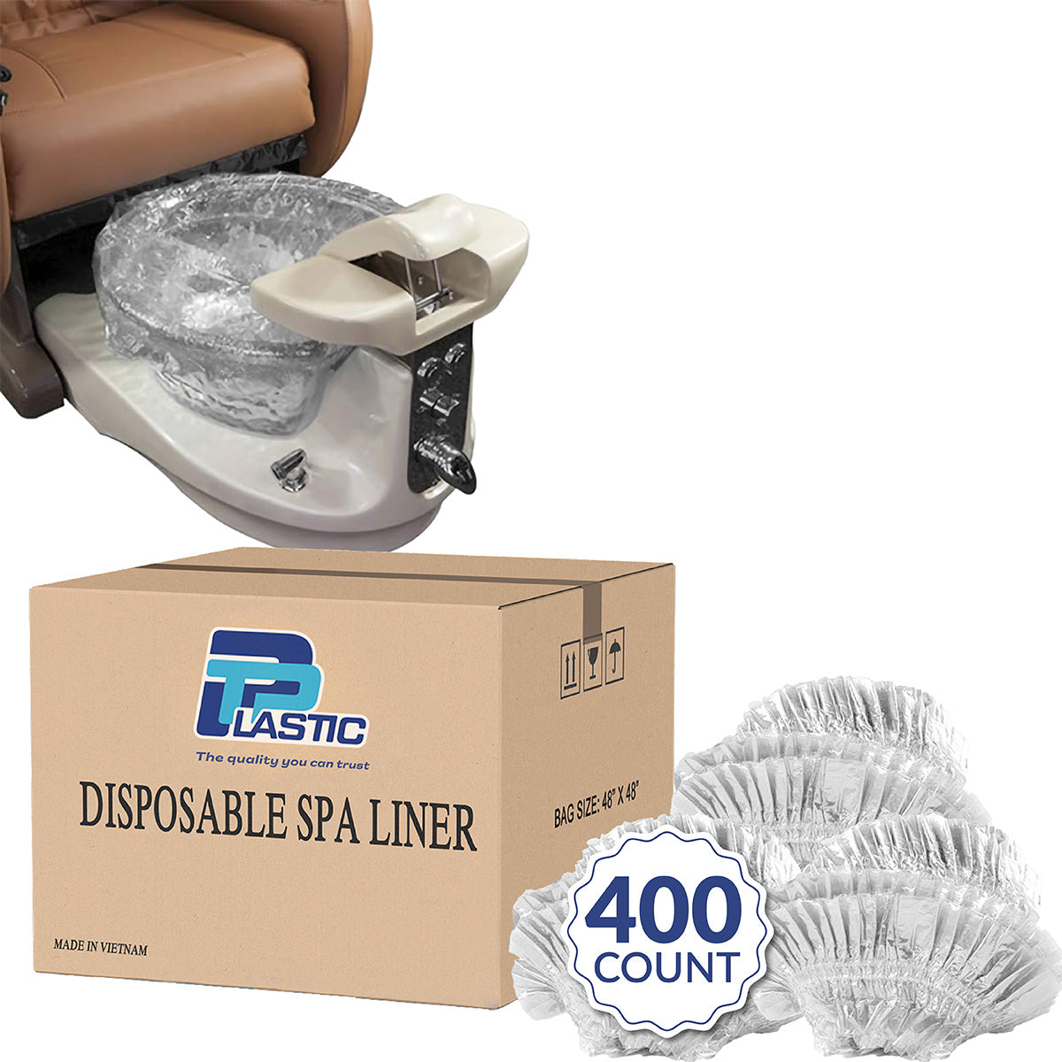 TEMU Plastic Pedicure Liners Disposable 400 Count – Liners For , Xl 48"x48", Foot Bath Tub Liner Bags For Salon Or Home Use