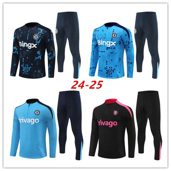 Chel sea 2024 2025 hooded CFC Soccer Jersey Long sleeve kids kit Tracksuit PULISIC 24 25 MOUNT HAVERTZ STERLING JORGINHO training shirt KOUL