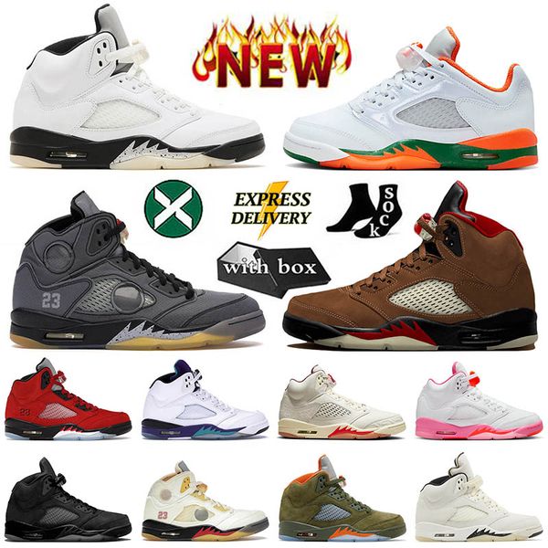 With Box OG Men Women 5 Basketball Shoes 5s Black White Muslin Hurricanes Sail Black Cat Grape Big Size 13 What The Mens Athletic Dhgate Tra