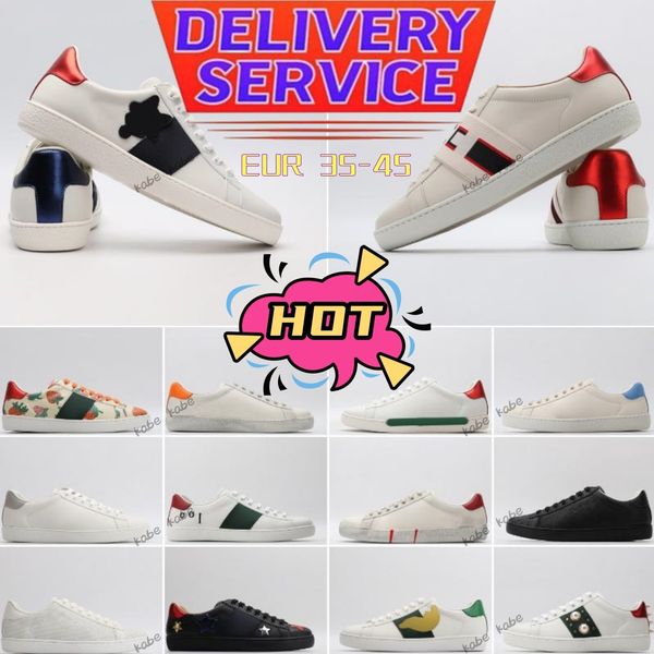 Designer Sneakers Plataforma Low Men Women Shoes Treinadores casuais tigre bordado Ace Bee White Green Red Stripes Sapas Tamanho da caminhad