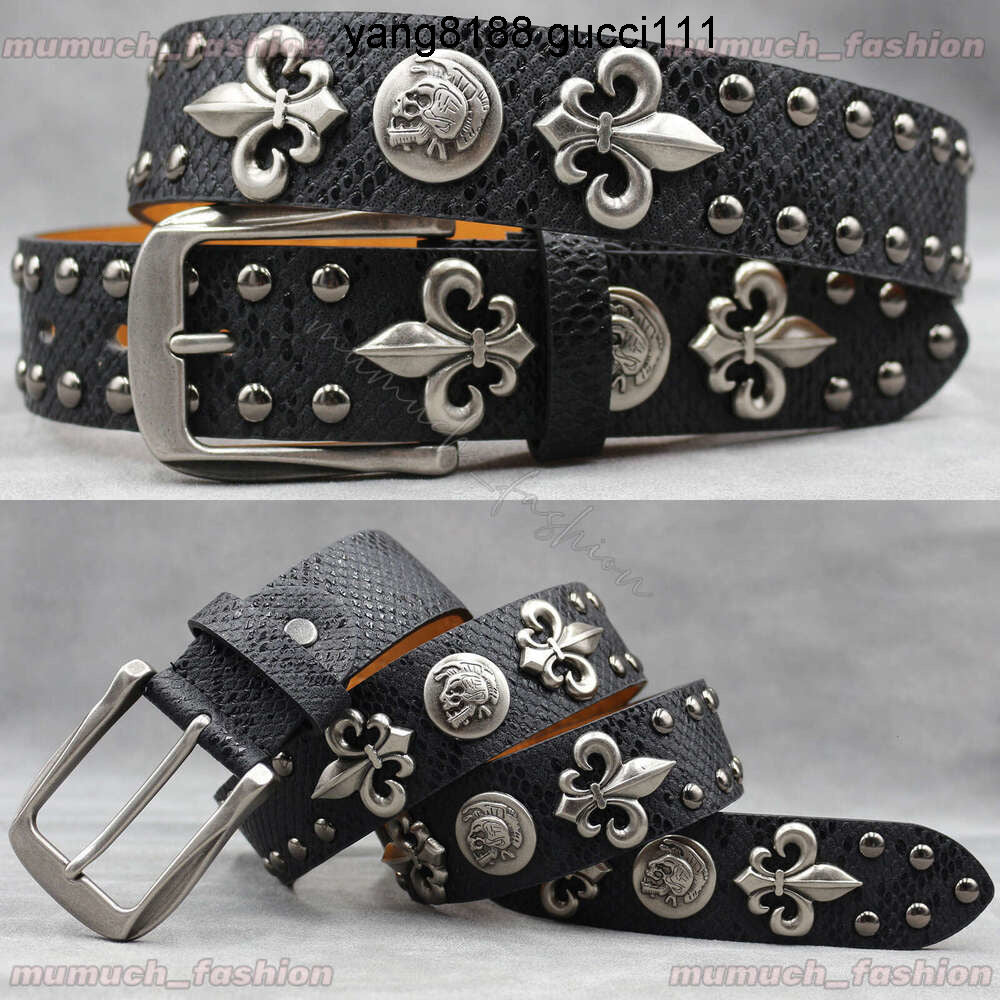 Designer Belt 2025 New Skull Rivet Punk Mens Womens Snake Pattern Versatile Decorative Waist Belt Original Y2k Style With Bling Rhinestones As Gifts