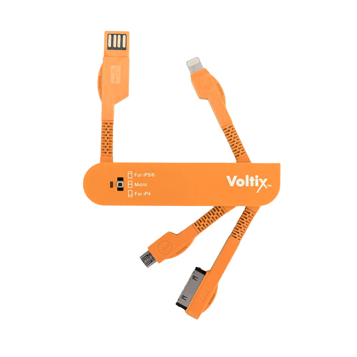 All in One Swiss Army USB Universal Phone Cable - Orange Swiss Cable