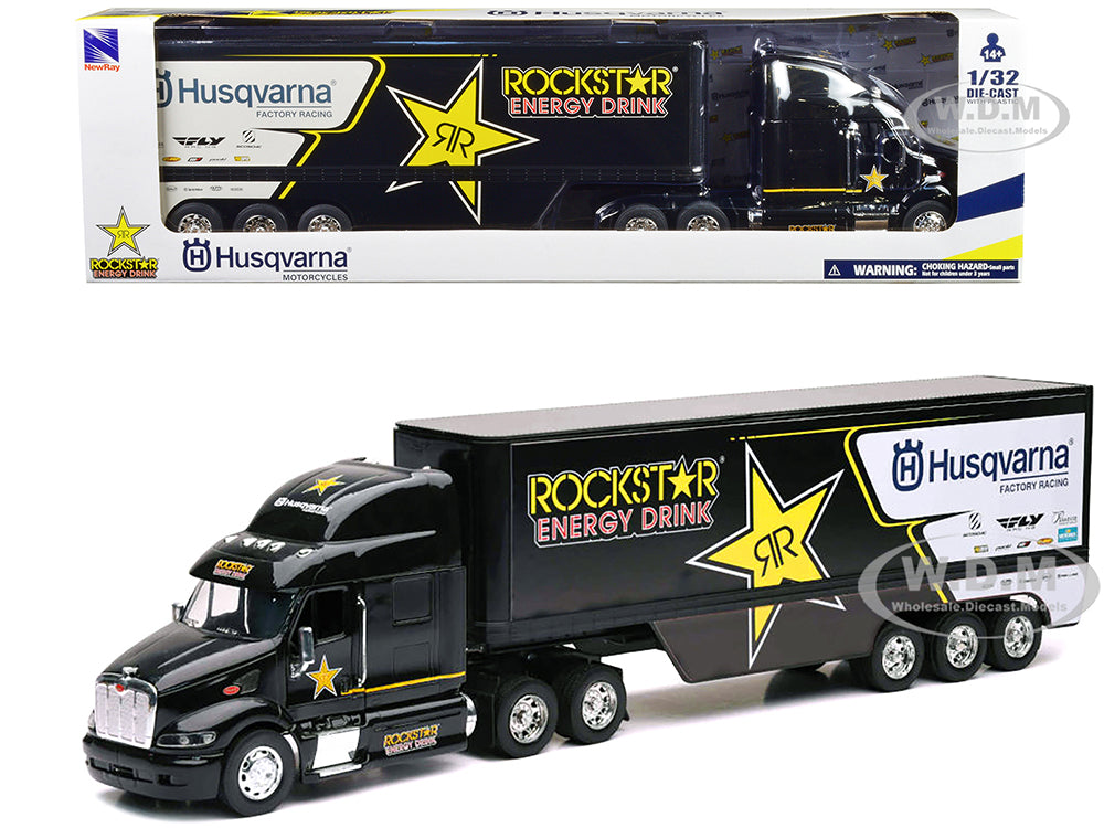 Peterbilt 387 Semi-Truck Black "Rockstar Energy Drink - Husqvarna Factory Racing" 1-32 Diecast Model by New Ray