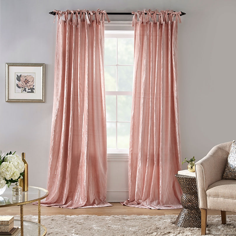 Elrene Home Fashions Korena Tie-Top Crushed Velvet Window Curtain, 52 x 84
