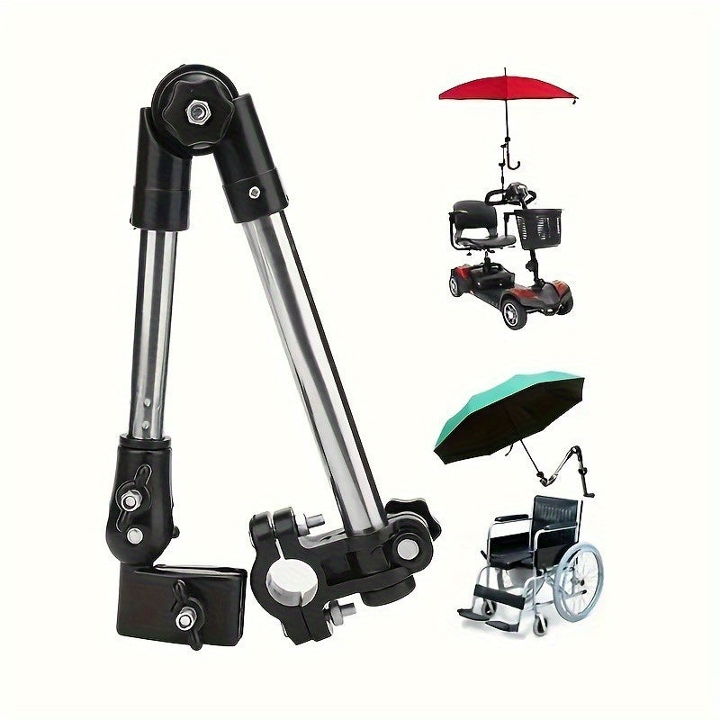 TEMU Sleek 360° Adjustable Umbrella Holder No-tool Install For Strollers & Bikes | Rust-proof Metal | Rain & Wind Resistant