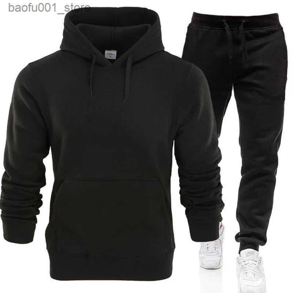 Menina de pilotos masculinos 2024 Conjunto de capuz de inverno masculino Fce Capuz Red Brand Brand Calça Casual Jogging Conjunto Sportswear