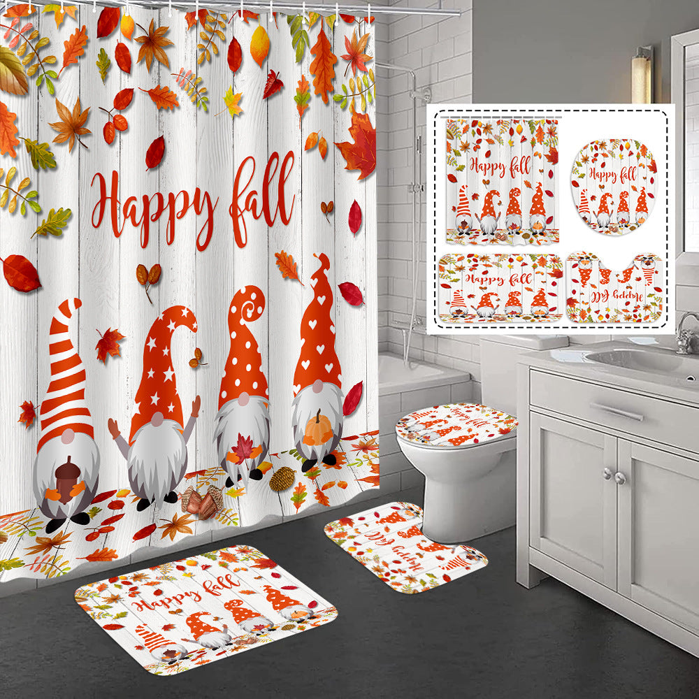 YL-37340 3D HD digital printing polyester waterproof and mildew-proof shower curtain set