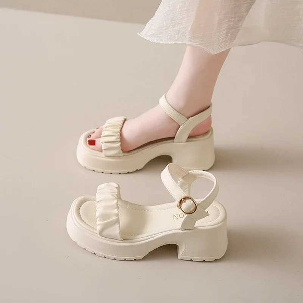 Hot Selling Items Fairy Style Thick Soled Sandals for Women Wearing Summer 2024 New Thick Heels with Fashionable Beach Shoes CL240806