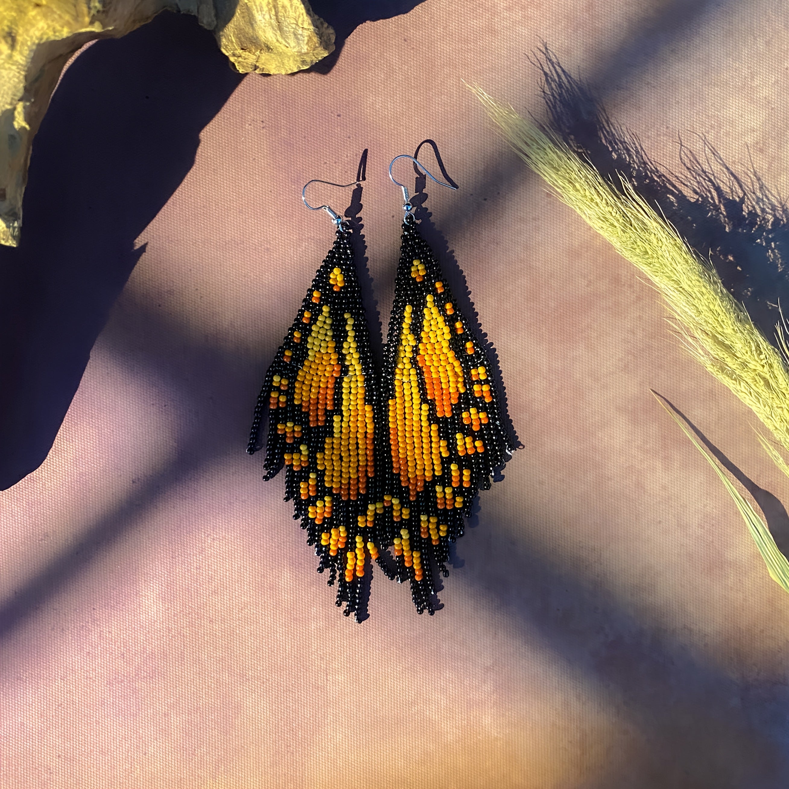 TEMU Handcrafted Bohemian Style Beaded Tassel Earrings - Rice Beads, Vintage-inspired Lightweight Dangle Jewelry For Women, Ideal For Casual Attire