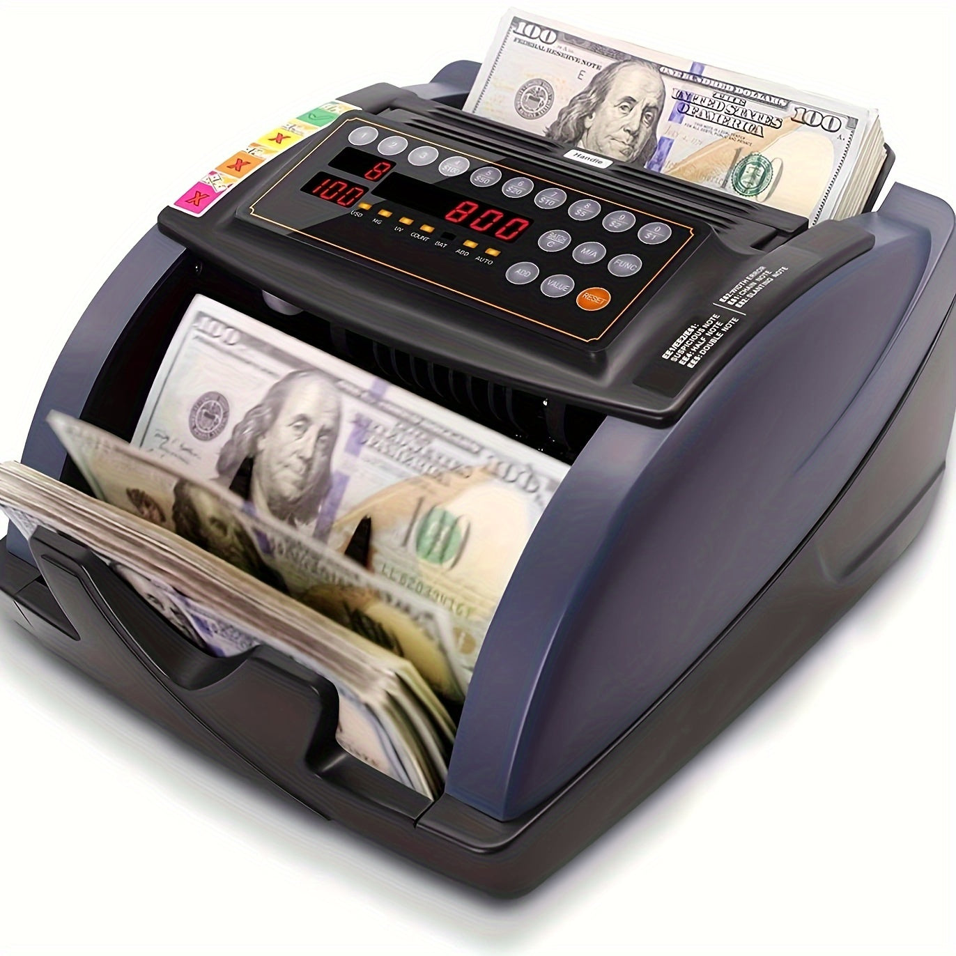 TEMU Money Counter With Value Count, Uv-mg-ir Detection For Dollars Bill Counter Machine With Count-add-batch-auto , Cash Counter With External Lcd