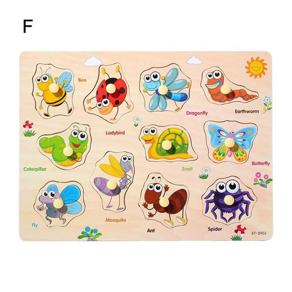 Wooden Puzzle Kids Shape Puzzle Educational Wooden Peg Puzzle Board for Toddlers Sea Numbers Alphabet Fruits Dinosaurs Shapes C250211