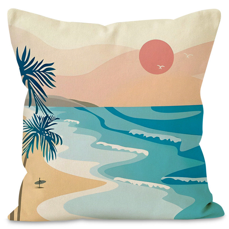 Digitally printed Abstract sunset pillowcase cushion covers 18X18 polyester cushion cover JP