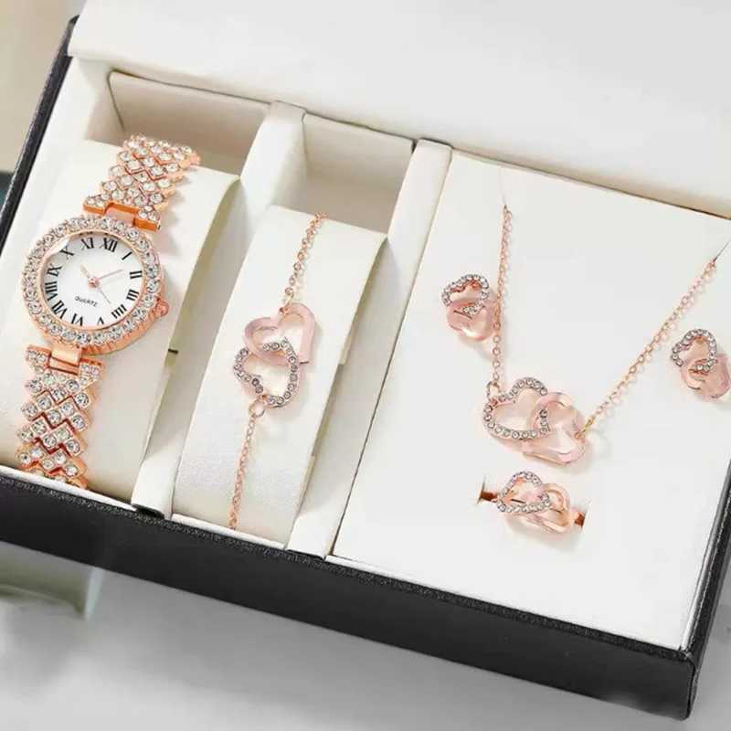 Luxury Brand Design Watches 6PCS Set Women Watch Female Clock Roman Dial Casual Ladies Quartz Wristwatches Bracelet Set RelojesX240920