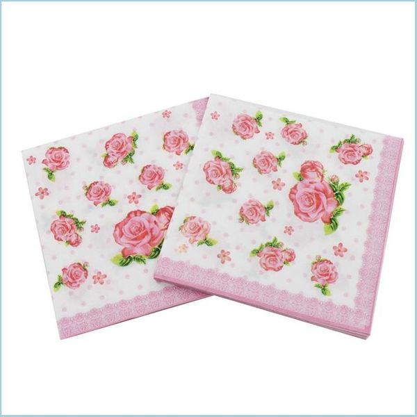 Kitchen Paper Color Printing Napkins Flower Series Native Wood Pp Party Bar Decoration Paper Restaurant Supplies Highgrade Dhs 5 N2 Dhu7Y