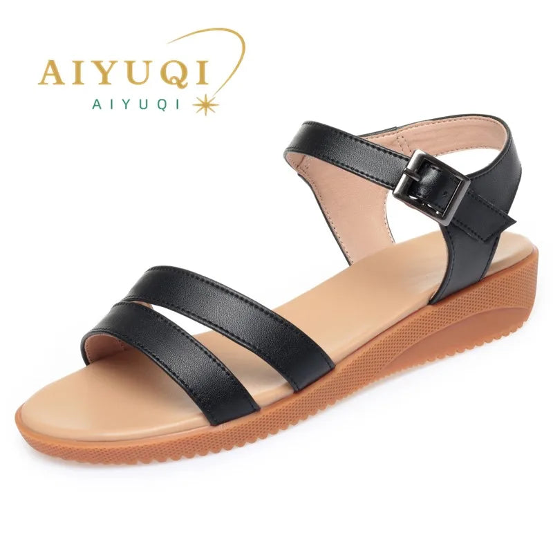 AIYUQI Women Sandals Summer Wedge Sandals Women Large Size Non-Slip Mom Sandals Women
