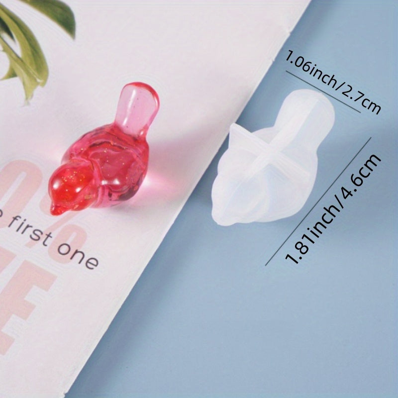 TEMU Diy 3d Bird-shaped Silicone Mold For Resin Crafting - Epoxy Casting Kit For Keychains, Jewelry & Table Ornaments - Durable, With Resin Options