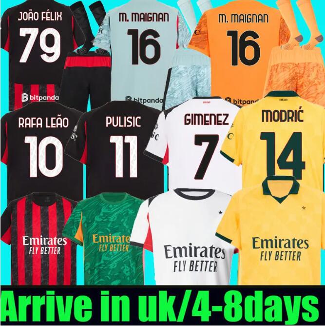 25 26 Maglia Modric MILANS Soccer Jerseys 125th Anniversary home away 2025 2026 THEO PULISIC ROMAGNOLI RAFA LEAO Football shirts uniform black Joao