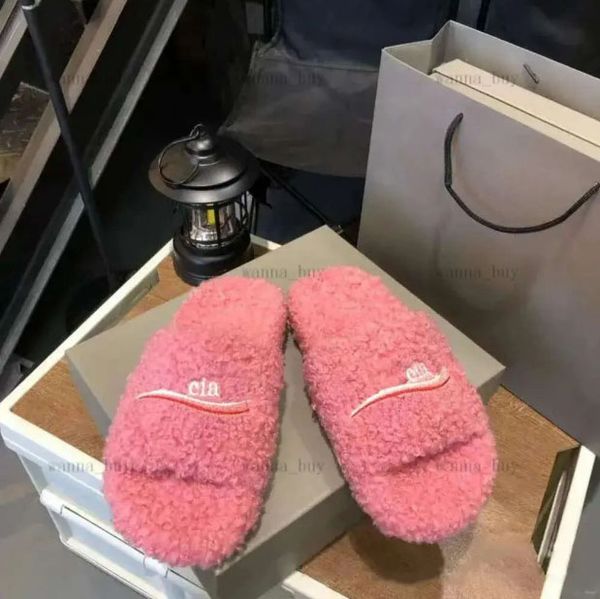 Designer&#039;s furry slippers Winter Luxurys Women wool Slippers fur Fluffy Furry Warm letters Sandals Comfortable logo embroidery Flip Flo
