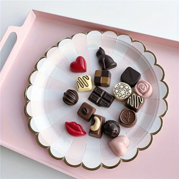 5PCS Chocolate Resin Art 3D Cute Refrigerator Magnets Home Decor Fridge Magnet Set Plastic Rectangle Shape Kitchen Decoration 241120