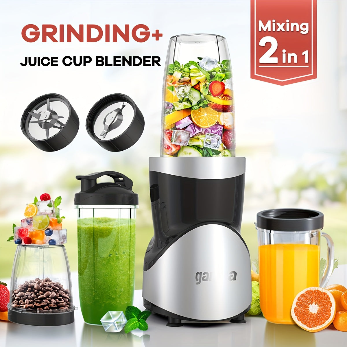 TEMU 900w Smoothie Juicer, Milkshake And Smoothie Blender, 15pcs And Grinder Set For Kitchen, Juicer Machine With 4 Bpa-free Portable Blending Cups,
