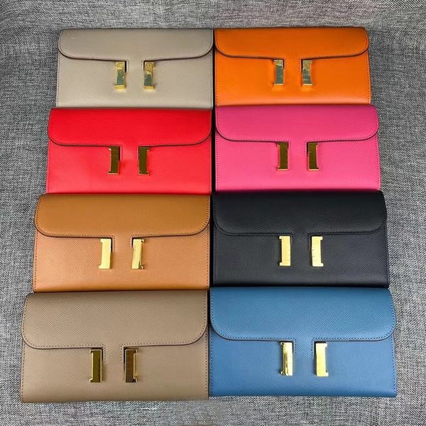 Original Espom Cowskin Designer Purse woman Wallets Clutch Handbag Silver Gold Buckle Card holders fashion Genuine leather Constance wallet