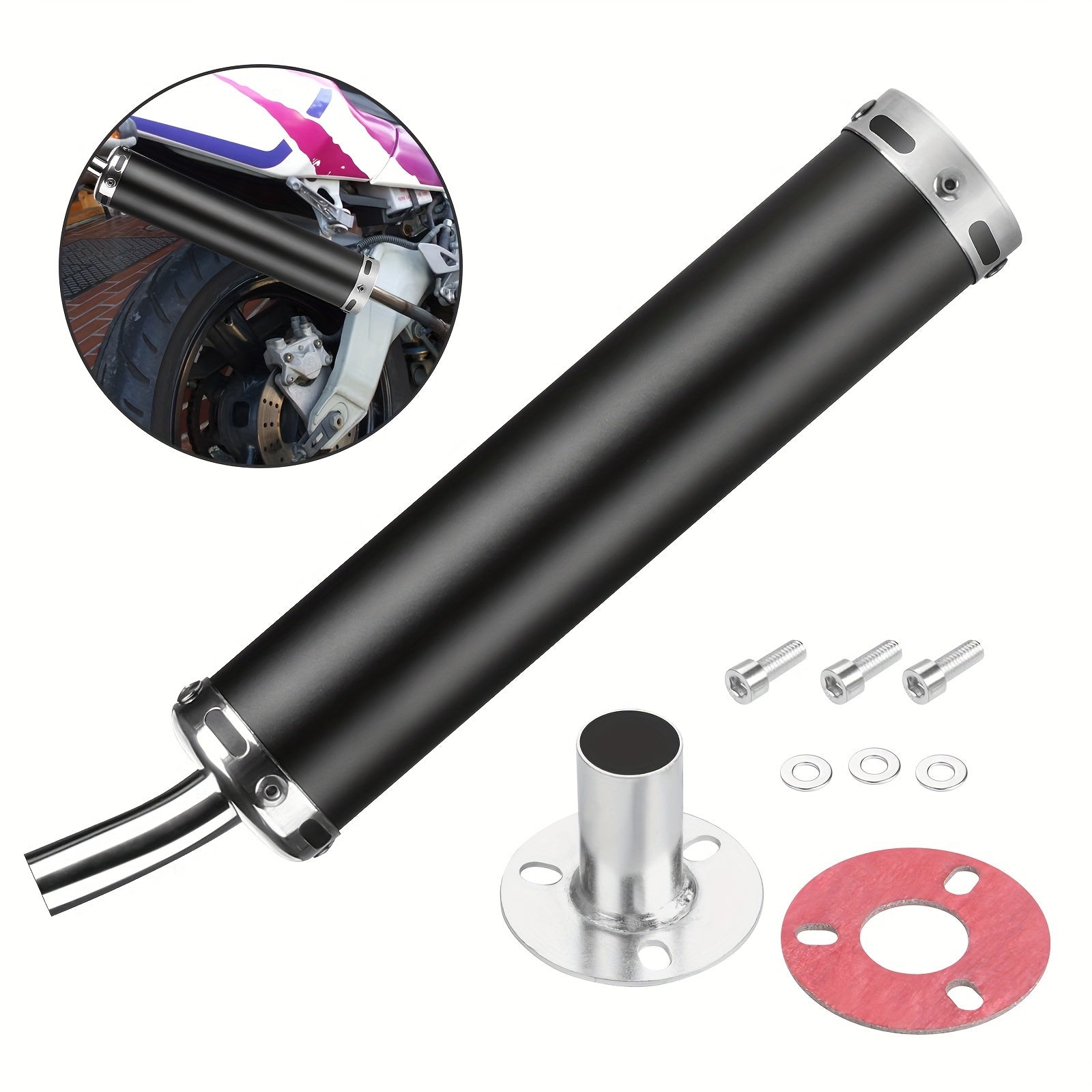 TEMU 22mm Motorcycle Exhaust Pipe For 50-150cc Motorcycles, & Scooters - Lightweight Street & Dirt Bike Racing Pipe With Black Finish, Fit For