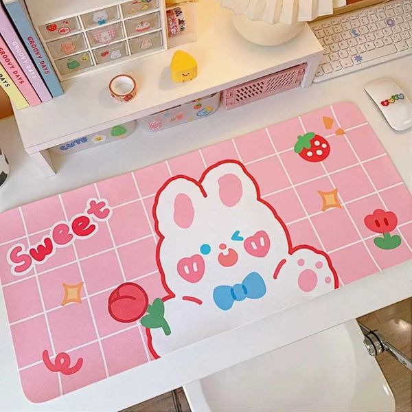 Cartoon Pink Rabbit Mouse Pad Large Computer Gaming Accessories Desk Mats Carpet Anti-slip Laptop Soft Mice Pad Mouse Mat O250118