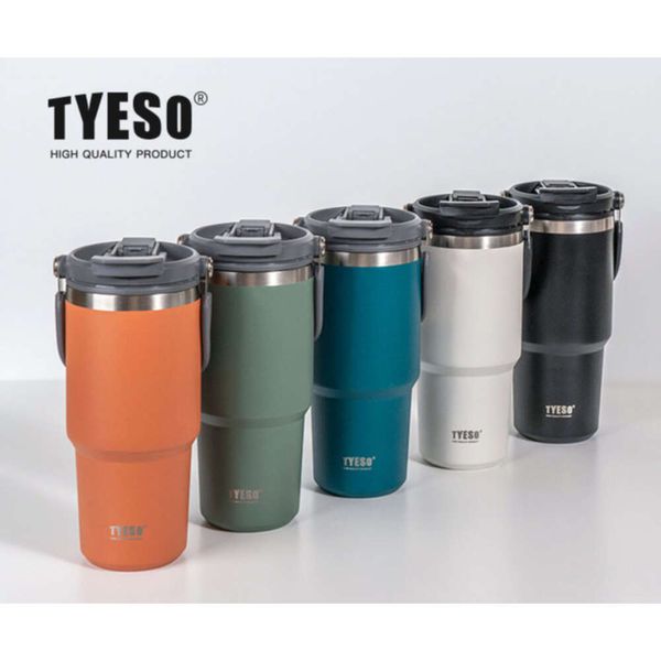 Tyeso handheld ice cream car mounted coffee cup, stainless steel large capacity insulated sports pot