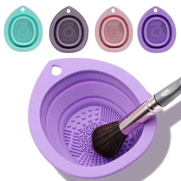 Silicone Makeup Brush Cleaner Foldable Cosmetic Brush Cleaning Bowl Powder Puff Beauty Sponge Washing Mat Brushes Scrubber Pad Y240807
