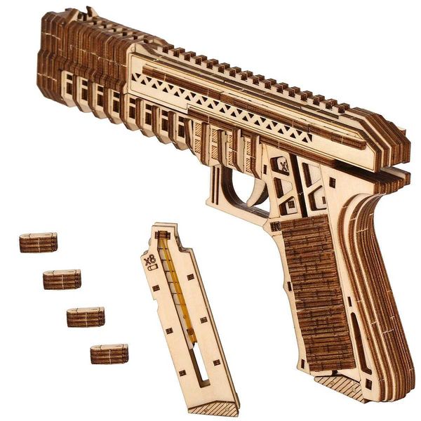 pistol Model DIY 3D Wooden Puzzle Building Block Kits Assembly Toy Birthday Gift For Kids Adult Home DecorT250110