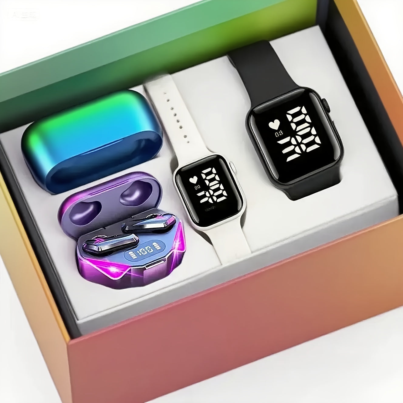 TEMU 2025 Surprise Gift 3-in-1 Wireless Wireless Headphones, 1 Headset & 2 Watches, Wireless Running Headphones, Long-lasting In-ear Headphones,