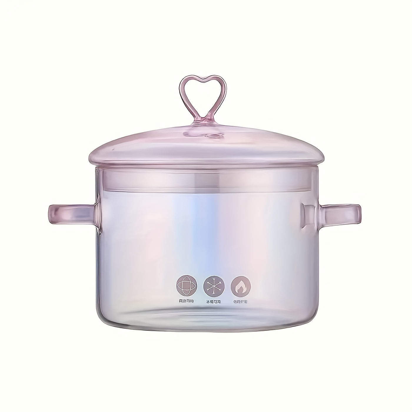 TEMU 1pc Heart-shaped Glass Cooking Pot, 50oz - Heat-resistant, Stew Pot With Lid For Stove Top - Ideal For Pasta, Steak Sauce, Soup, And Salad -