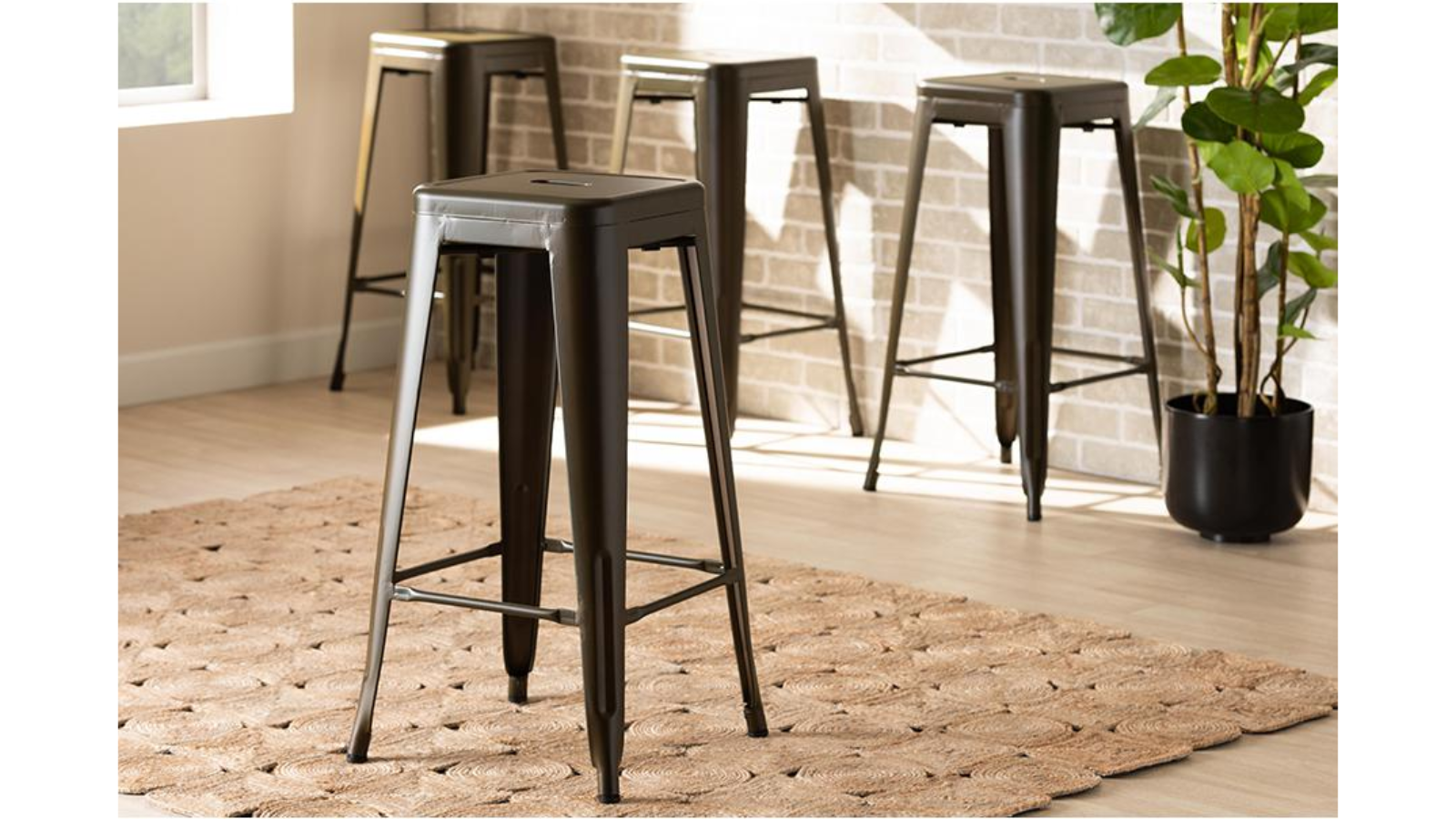 Skyline Decor Gunmetal Finished Bar Stool (set of 4)
