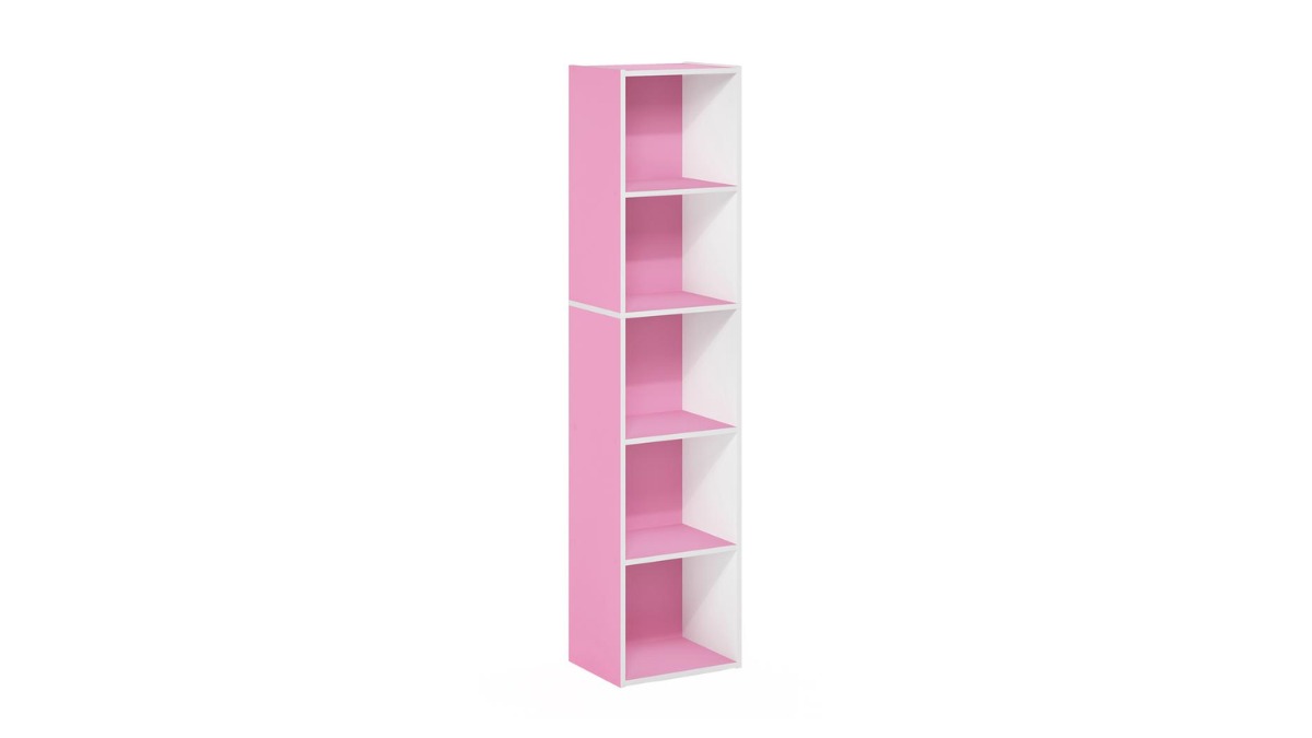 Trio Supply House Pasir 5-Tier Open Shelf Bookcase Pink-White