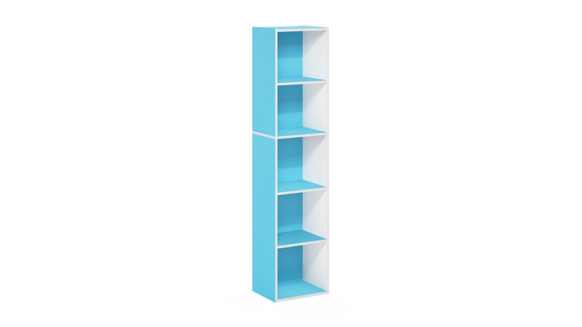 Trio Supply House Pasir 5-Tier Open Shelf Bookcase Light Blue-White