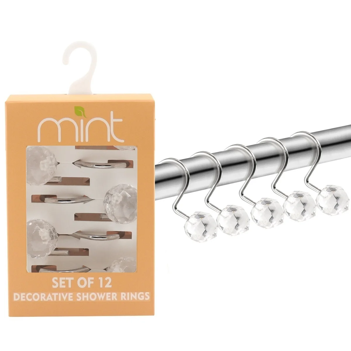 Shower Curtain Hook Rings (Set of 12) - Clear Sphere