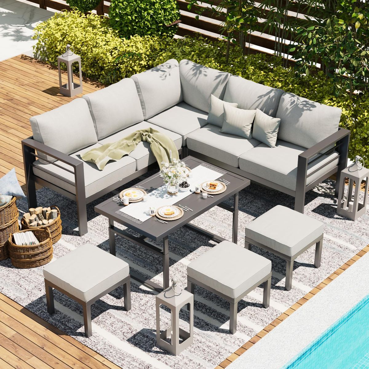 7-Piece Aluminum Patio Furniture Set - 16298GR-UG01