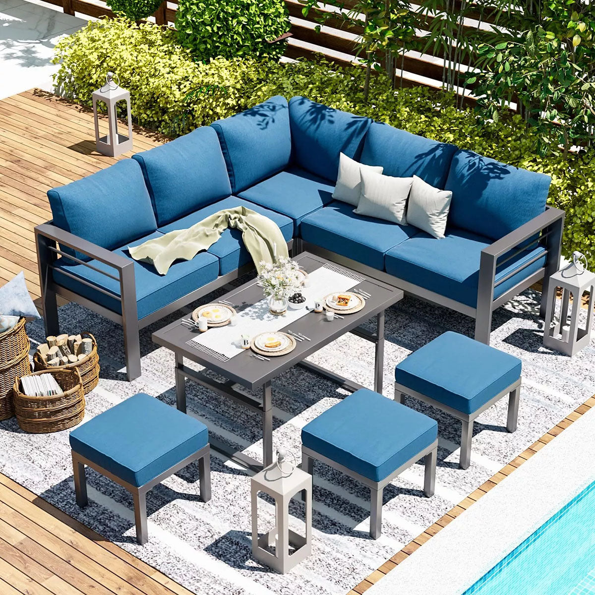 7-Piece Aluminum Patio Furniture Set - 16298BU-UG01